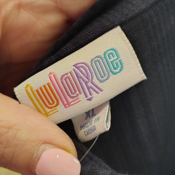 Lularoe Chelsea Womens Size XL Navy Blue Ribbed Short Sleeve T-Shirt Dress ~ NWT - Picture 4 of 5